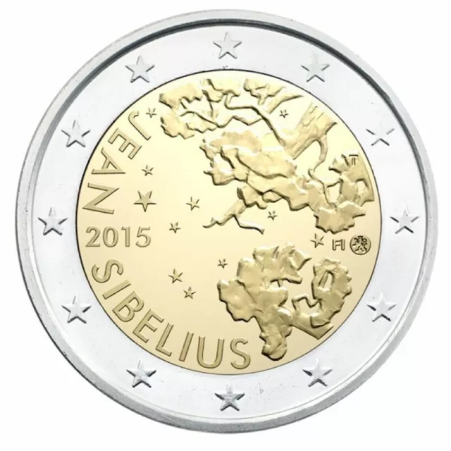 2 Euros Finlandia 2015. Moneda Conmemorativa - Sibelius. S/C