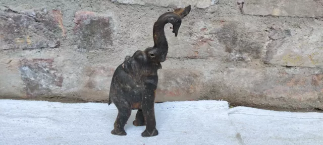 Vintage Old Horn Elephant Animal Figure Statue Rare Hand Carved Collectible W911