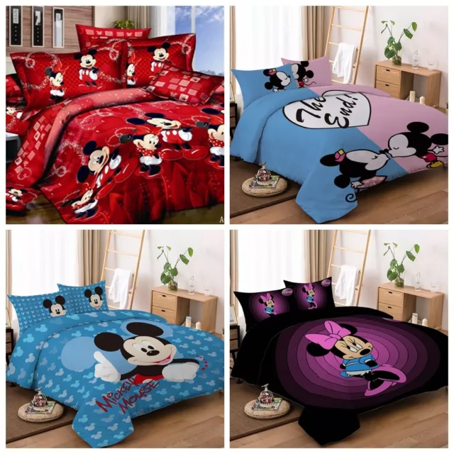 Mickey&Minnie Mouse Duvet Cover Set Bedding Set Single Double King Pillowcases