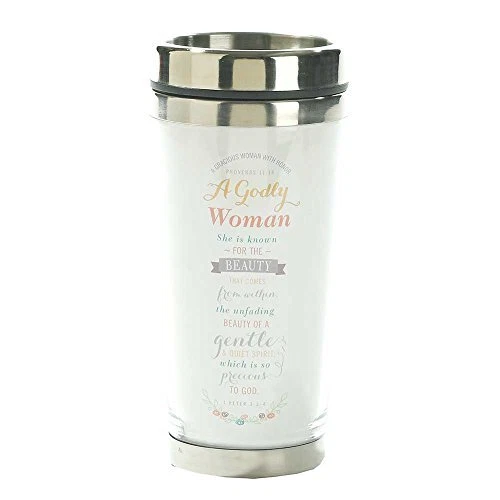 A Godly Woman Proverbs 11:16 White 16 Oz. Stainless Steel Insulated Travel Mug