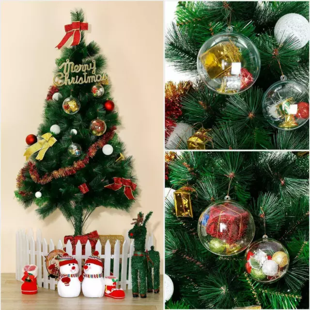 80pcs Clear Plastic Balls Christmas Baubles Fillable DIY for Party Tree Ornament 3