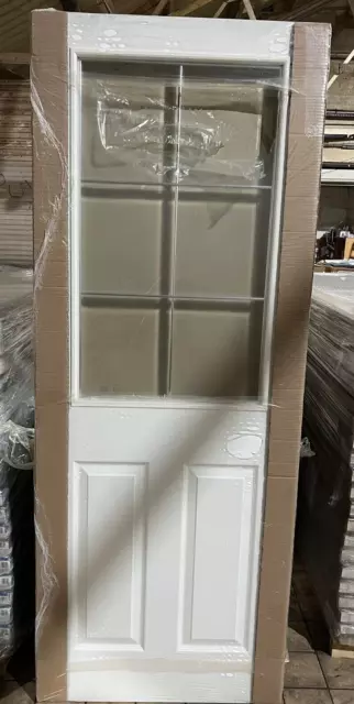 🚪 Brand New Sealed 30" White 2P 6L Half Clear Glass Solid Door + UK Delivery 🚚 2