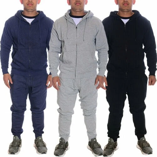 Nuovo da Uomo Tuta Ginnastica Zip Felpa con Cappuccio Joggers Top Jogging Pile