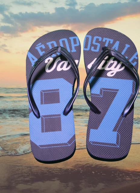 Aeropostale Varsity 1987 Flip Flops Size 8-9 Blue