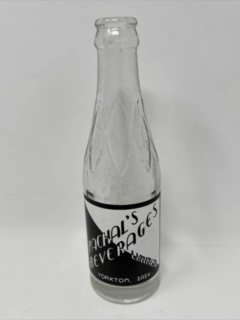 Vintage PACHAL’S BEVERAGES 6 1/2 Oz Glass Soda Pop Bottle YORKTON SASK. Canada