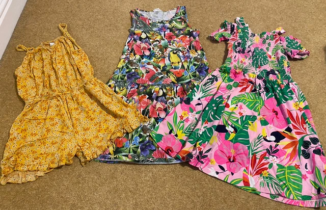 Girls Bundle Set Age 8-9 9-10 Summer Beach Dress Floral Playsuit 134cm Next H&M