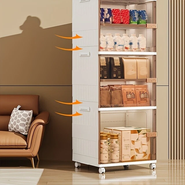 1pc Foldable Storage Cabinet, Plastic Storage Box, Stackable Storage Bin