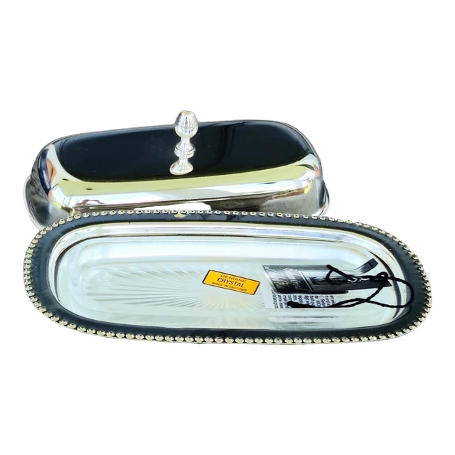 Silver Plate Vintage Butter Dish with Lid and Insert Durham Cystal