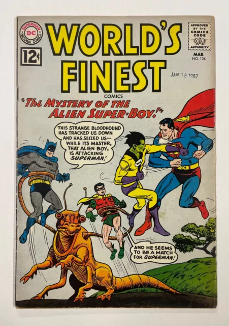 World's Finest Comics #124. March 1962. Dc. Vg-. Batman. Superman. Green Arrow!