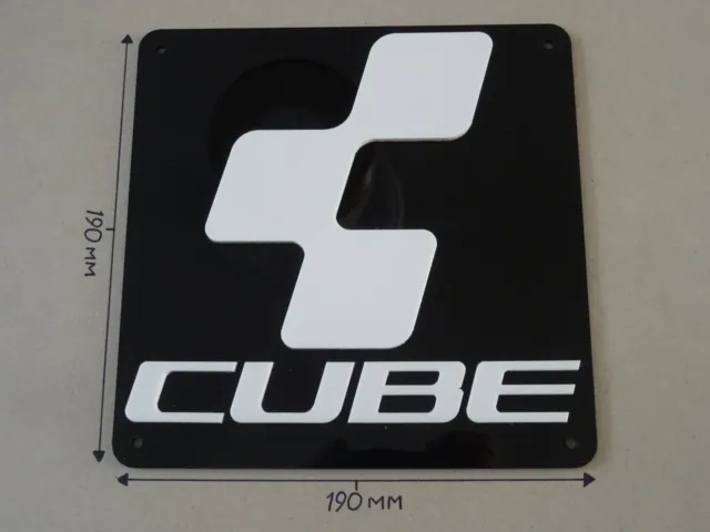 Cube Bike. Cube Cycling. Acrylic Sign, Black & White, 190mm X 190mm.