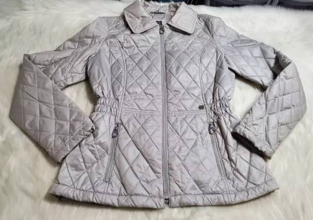 Laundry by Design Coat Jacket Women Cinched Waist Puffer Silver Size Small DD-1