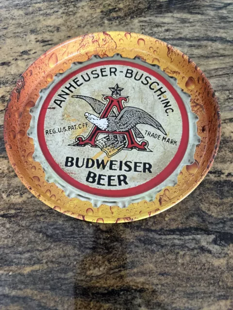 1999 12” Anheuser Busch Budweiser bottle cap beer tray, St. Louis, MO NIP