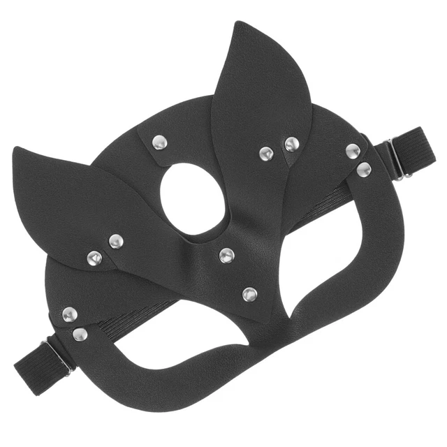 Maschera di Halloween PU pelle stile punk maschera a forma di volpe festa fotografia oggetto di scena