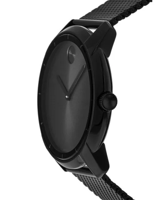 New Movado Bold Black Ion Mesh Bracelet 44mm Slim Mens Watch 3600261 2