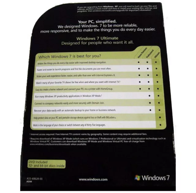 Microsoft Windows 7 Ultimate - Retail/Box-Vollversion mit 32+64 Bit DVD 3