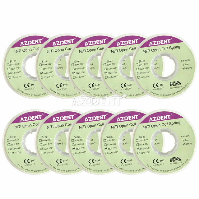 20 Rolls AZDENT Dental Orthodontics Niti Open Coil Springs Dia.012 inch, 914mm