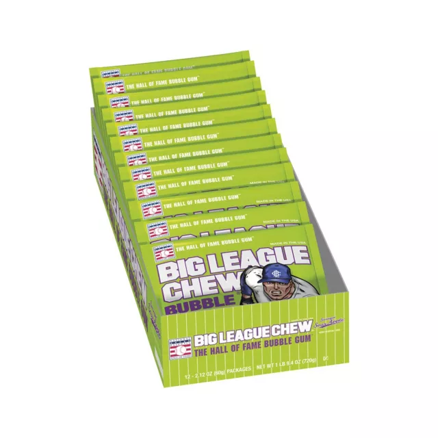 Big League Chew Sour Apple Bubblegum Chewing Gum Pouch 60g X 12 Bags - USA