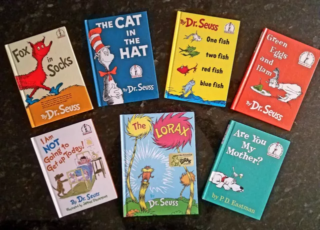 Lot of 7 Dr Seuss-Lorax/Cat In The Hat/Green Eggs/Fox In Socks/One Fish/More! HC