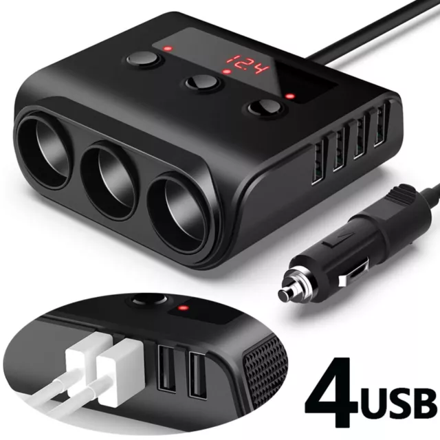 3 Way 12V 24V Multi Socket Car Cigarette Lighter Splitter USB Charger Adapter UK