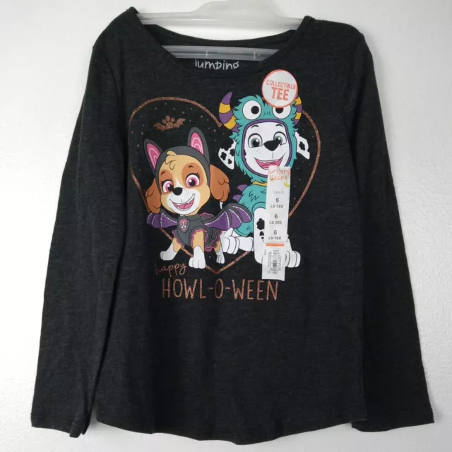 Jumping Beans Collectible Tee Size 6 Girls Gray Halloween Howl-O-Ween