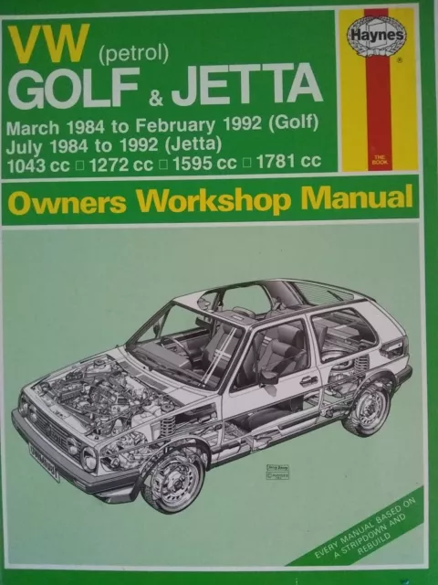 VW Golf Mk2 & Jetta (1.0, 1.3, 1.6, & 1.8 Petrol) 1984-1988 Haynes Manual