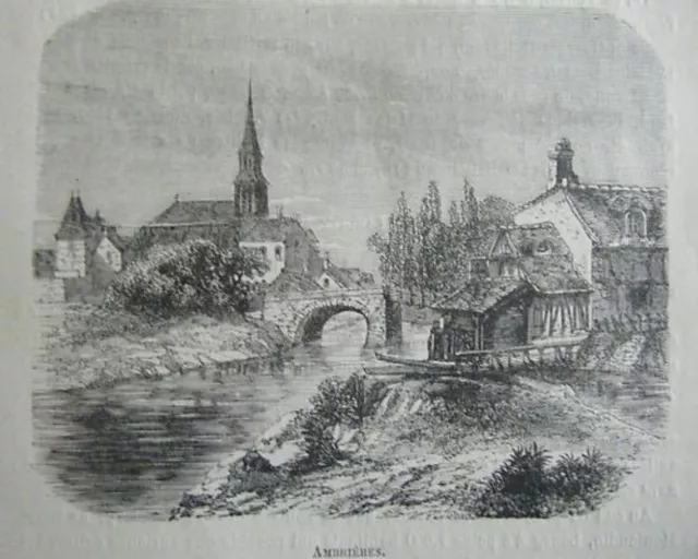 GRAVURE SUR BOIS 19ème AMBRIERES