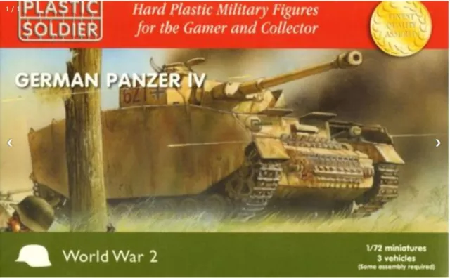 Plastic Soldier Company WW2V20002 1:72 WWII 3 x GERMAN PANZER IV Scale