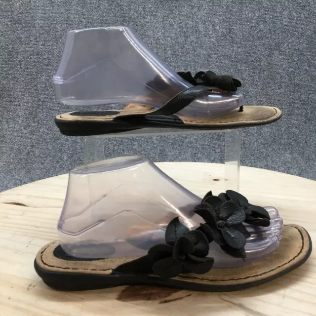BOC Born Concept Sandals Womens 9 M Thong Black Leather Flower Casual C75203