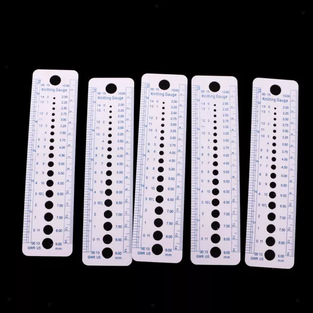 5pcs 2-10mm 5x Knitting Gauge Inch cm Ruler Tools for Sewing Crafts