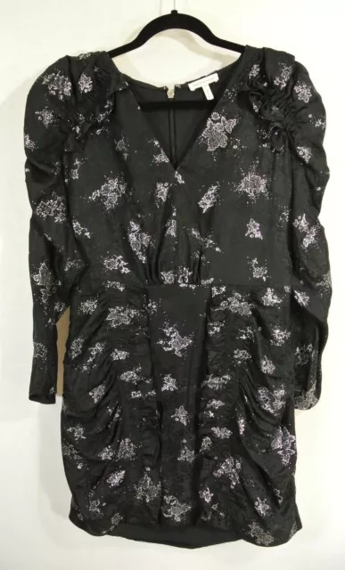 NEW Rebecca Taylor Glitter Print Silk Jacquard Dress in Black - Size 6 #D242 2