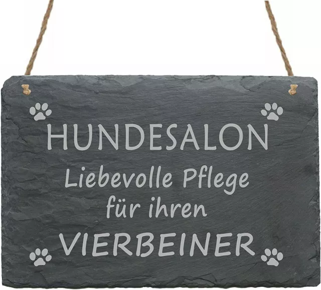Schiefer Türschild Hundesalon - Liebevolle Pflege für Ihren Vierbeiner 22x16cm ❤