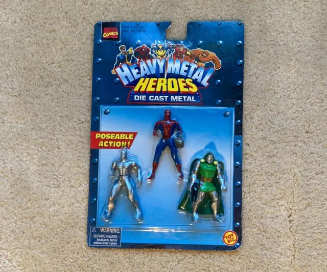 1999 Marvel Heavy Metal Heroes Poseable Die Cast Figure 3 pack Toy Biz