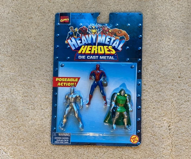 1999 Marvel Heavy Metal Heroes Poseable Die Cast Figure 3 pack Toy Biz