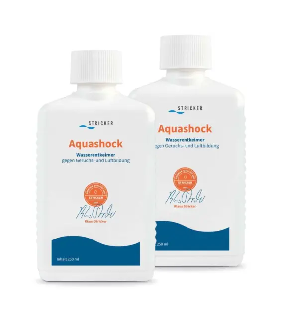 Tejedor Aquashock desgérmamo camas de agua núcleo de agua tratamiento de agua 2x 250 ml