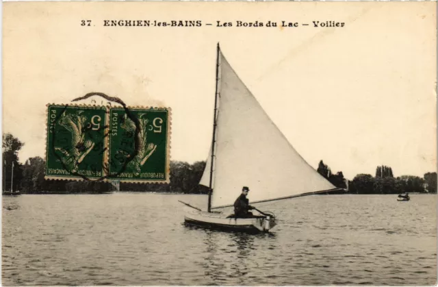 CPA Enghien les Bains Les Bords du Lac, sailboat FRANCE (1330618)