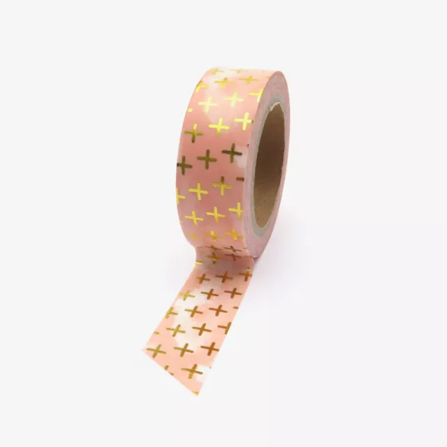 Washi Tape Gold Foil Peach Cross Gilded Metallic Apricot Colour 15mm x 10m