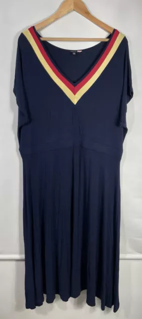 Modcloth Women's 2XL Navy Blue Soft and Comfy V-Neck Maxi Dress