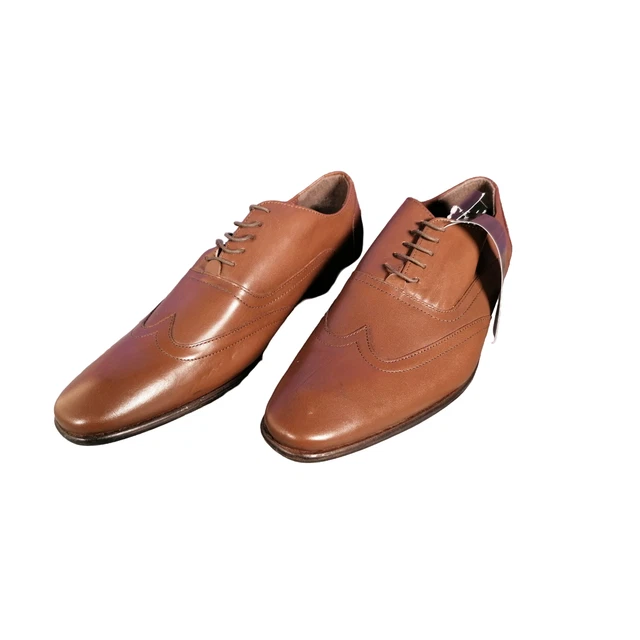 F&f Chaussures Marron Taille UK 9 Ue 43 Homme Vrai Cuir Lacet Habillé Smart Neuf