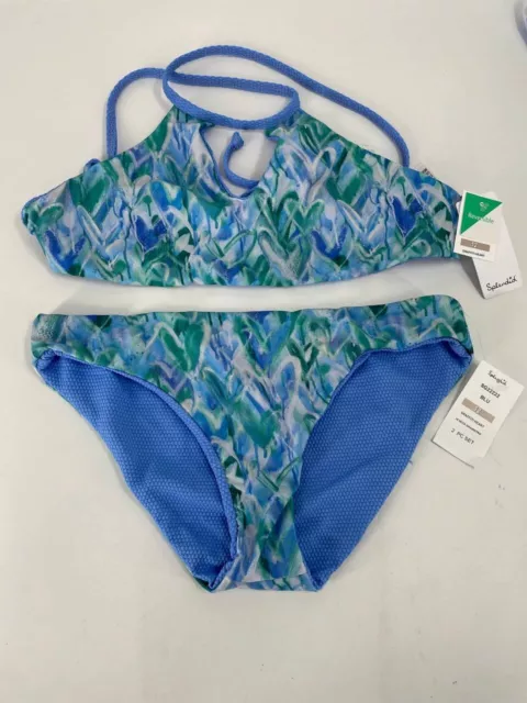 Splendid Girls Graffiti Reversible High-Neck Swim Set, Multi, Sz 12