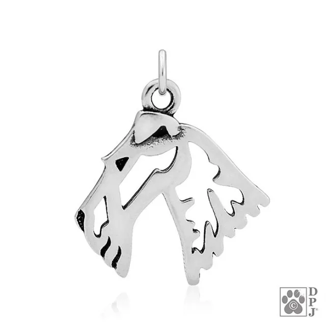 Wire Fox Terrier, Head - Necklace, pendant - recycled .925 Sterling Silver