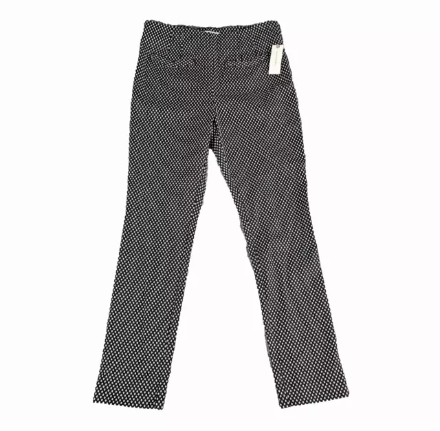 NWT ANTHROPOLOGIE Women 2/27x26.5 The Essential Slim Black Motif Side Zip Pants