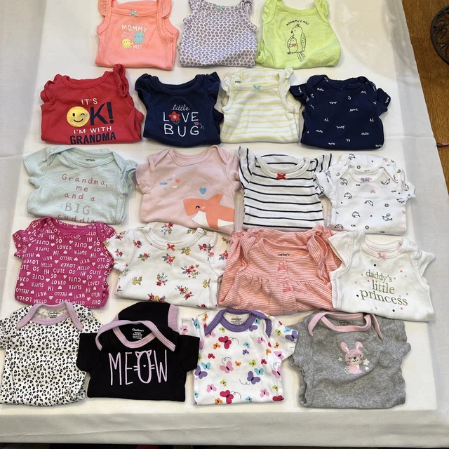 Baby Girl Newborn Infant Carter's Gerber Onesies Lot of 19-Great Condition