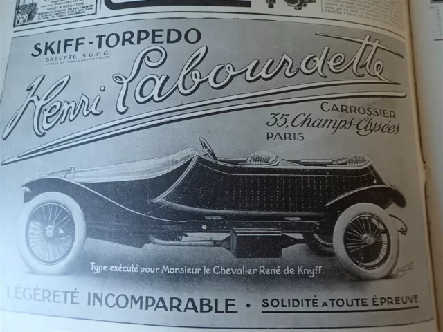 LABOURDETTE Henri skiff automotive torpedo advertising paper ILLUSTRATION 1913 co