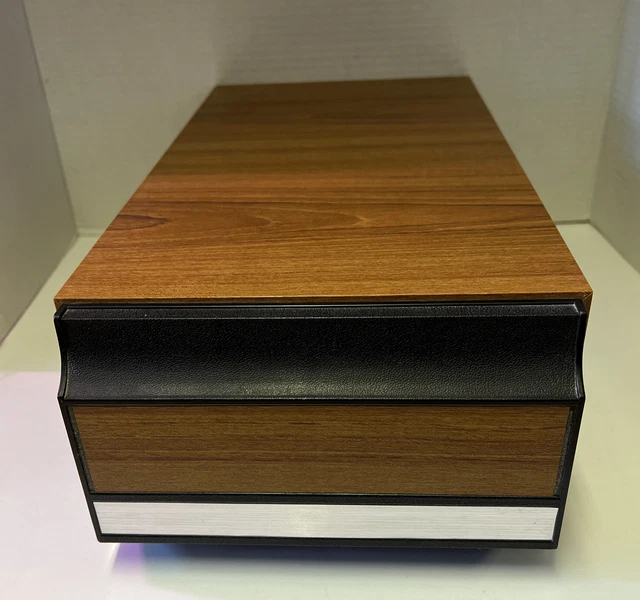 VINTAGE VHS TAPE Holder Wood Grain Single Drawer Storage Case Holds 12