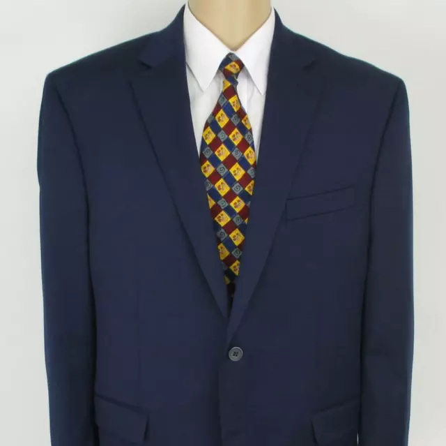 44 R Chaps Solid Marineblau Viskose Poly 2 Knöpfe Herren Jacke Sport Blazer Mint