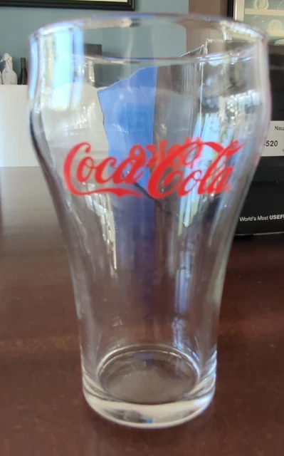 Vintage Coca Cola Drinking Glass Red Lettering 2 Logos 5" Tall