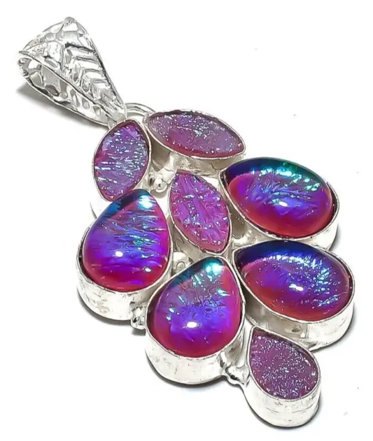 Triplet Fire Opal Gemstone Handmade 925 Sterling Silver Jewelry Pendant 2.10"