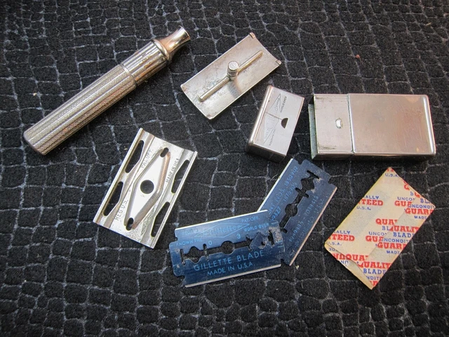 ANTIQUE 1930s GILLETTE COMB DE SAFETY RAZOR : 3 PCS. 8