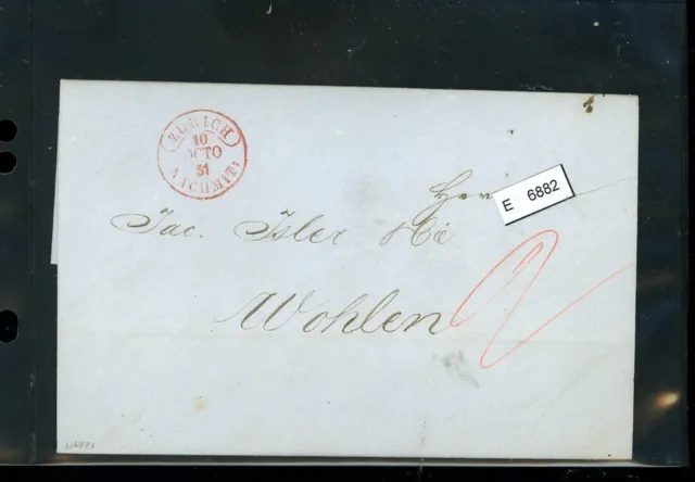 BM2593, Schweiz Vorphilatelie, Brief nach Wohlen (Aargau), aus Zürich, 1851