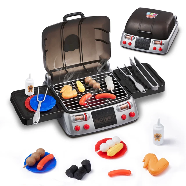 Ensemble Barbecue Sensoriel Enfant Avec Son Grésillant Et Lumières – Kit De Cuisine Imaginaire Changeant De Couleur – Jeu De Rôle En Plein Air Pour Filles Garçons – Cadeau Anniversaire Noël